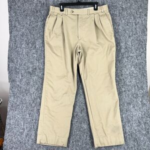 Berle Pants Mens 35‎ Beige 30" inseam Pleated Flannel Lined Chino Charleston SC